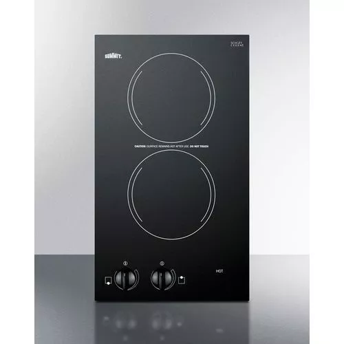 12" Wide 115V2-Burner Radiant CooktopCabinet BlackSummit CR2110B