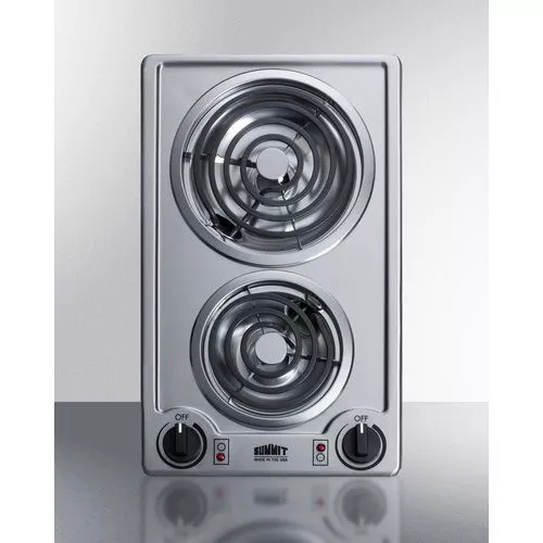 12" Wide 230V2-Burner Coil Cooktop Cabinet Stainless SteelSummit CCE227SS