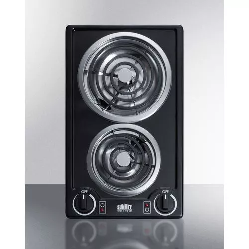 12" Wide 230V2-Burner Coil CooktopCabinet BlackSummit CCE226BL
