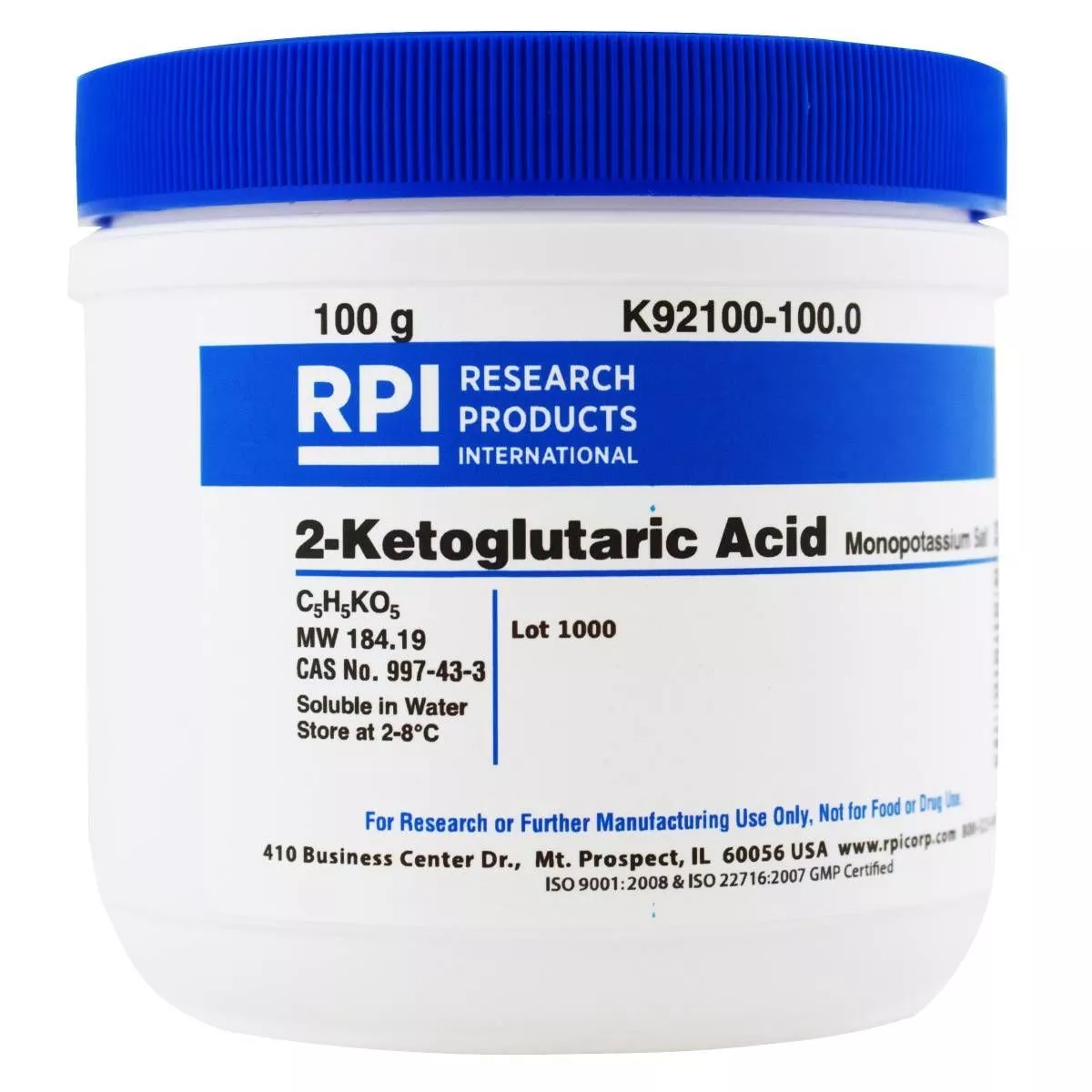 2-Ketoglutaric Acid Monopotassium Salt,100 Grams RP-K92100-100.0