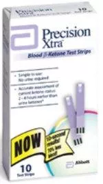 Abbott Blood Ketone Test Strips Precision Xtra 10 Strips per Box 0.6 Microliter Sample Size , 5 Second Test Time For Ketone Precision Meters - M-627103-3238 | Case of 12