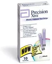 Abbott Blood Ketone Test Strips Precision Xtra 10 Strips per Box 10 second test time and 1.5 microliters blood sample size For Ketone Precision Meters - M-647191-1781 | Box of 10