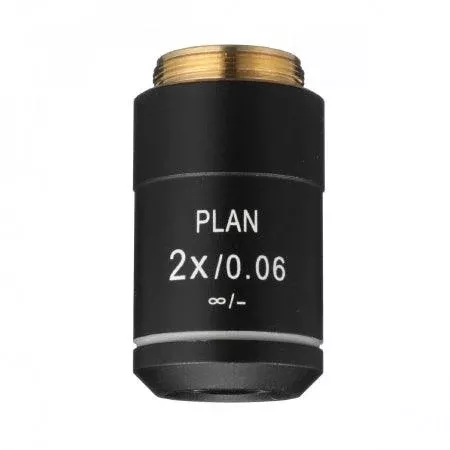 Accu-Scope Inc Achromat Objective Lens 2X Plan, N.A. 0.06, 5.3 mm Working Distance For use with 3000-LED, EXC-350 and 3000 Series Microscopes - M-1178401-1391 - Each