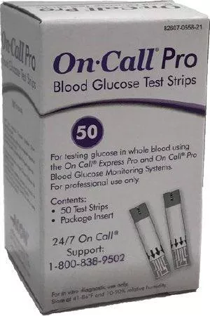 Acon Laboratories Blood Glucose Test Strips On Call Pro 50 Strips per Box No Coding Required For On Call Pro Blood Glucose Monitoring System - M-1059824-3653 | Case of 2400