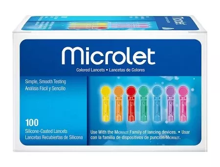 Ascensia Diabetes Care Lancet Microlet Silicone Coated Lancet Needle 1.8 mm Depth 23 Gauge Push Button Activation - M-1087745-1602 | Box of 100