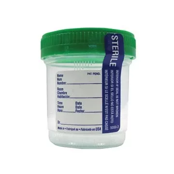 Azer Scientific Specimen Container for Pneumatic Tube Systems DuoClick™ 53 mm Opening Polypropylene 90 mL (3 oz.) Screw Cap Patient Information Sterile - M-1053024-762 - Case of 400