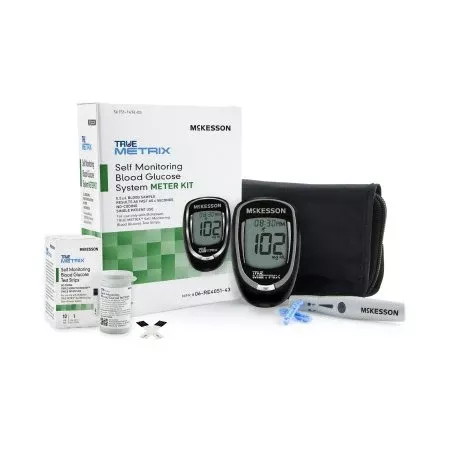 Blood Glucose Meter McKesson TRUE METRIX 4 Second Results Stores Up To 500 Results with Date and Time Auto Coding - M-960296-1587 | Box of 1