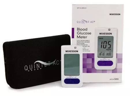 Blood Glucose Meter QUINTET AC 5 Second Results Stores Up To 500 Results with Date and Time Auto Coding - M-854635-3626 | Each