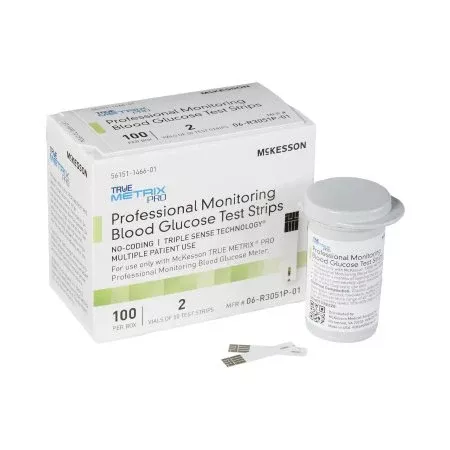 Blood Glucose Test Strips McKesson TRUE METRIX PRO 100 Strips per Box For McKesson TRUE METRIX PRO Professional Monitoring Blood Glucose Meter - M-960297-4289 | Case of 1200
