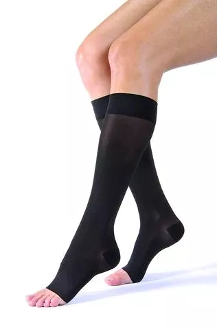 BSN Medical Compression Stocking JOBST UltraSheer Knee High Medium / Petite Classic Black Open Toe - M-913532-4438 | Pair