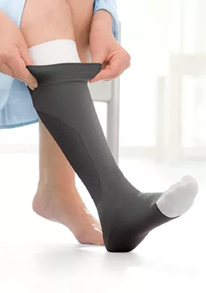 BSN Medical Compression Stocking with Liner JOBST UlcerCARE ™ Knee High Medium Beige Stocking: Open Toe, Liner: Closed Toe - M-815861-3709 - Each
