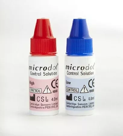 Cambridge Sensors USA Blood Glucose Control Solution Microdot Blood Glucose Testing 4 mL Low / High Level - M-788082-1007 | Box of 1