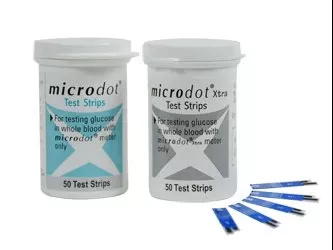 Cambridge Sensors USA Blood Glucose Test Strips Microdot Xtra 50 Strips per Box Strip contains the enzyme glucose dehydrogenase For Microdot Meters - M-788084-3108 | VL/50