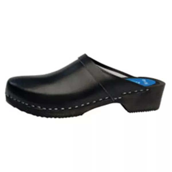 Cape ClogsClog Open Back Leather / Wood Base W Adlt Blk Sz 7.5 SlpOn Ea