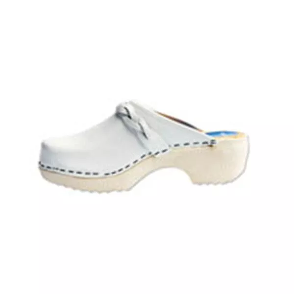 Cape ClogsClog Open Back Leather / Wood Base Womens Adult White Size 5 Ea