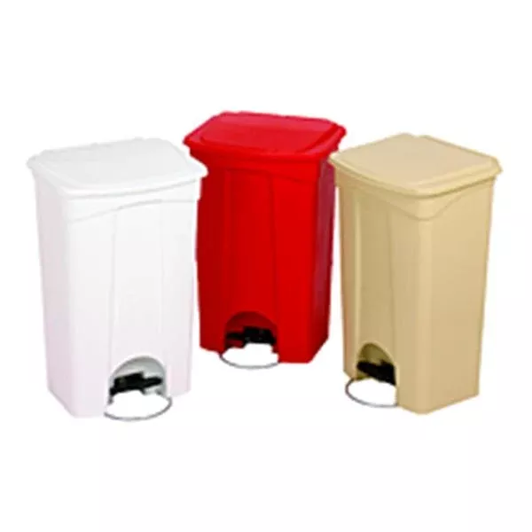 Continental Commercial Prod Can Trash Plastic 23gal Step-On Pedal Lid Beige Rectangle Ea