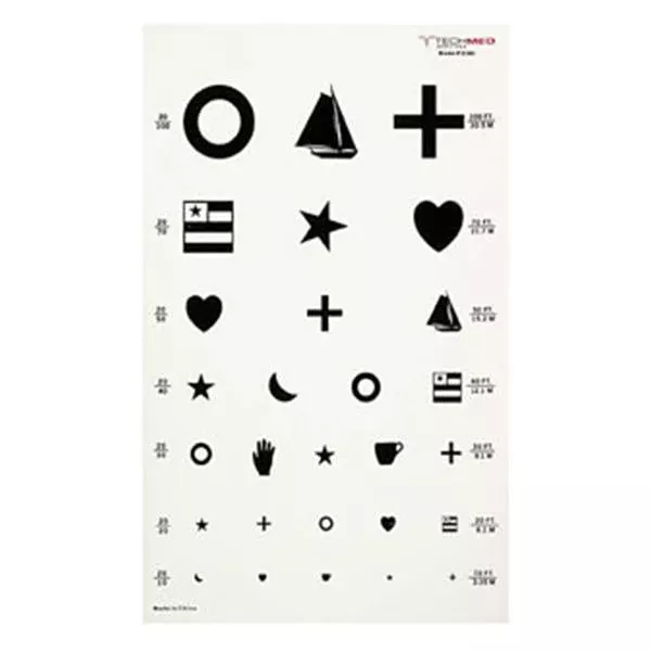 Dukal oration Chart Illiterate Vision Testing 20' Testing Distance 10x18" Ea (3063)