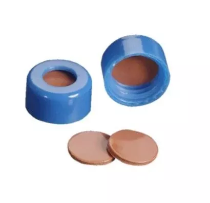 DWK Life Sciences LLC Wheaton MicroLiter Vial Closure FEP / Rubber Screw Cap with Septum Blue 9 mm NonSterile - M-1156438-4715 - Pack of 100