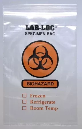 Elkay Plastics Specimen Transport Bag with Document Pouch Lab-Loc 6 X 6 Inch LDPE Zip Closure Biohazard Symbol / Storage Instructions NonSterile - M-978556-4952 - Case of 1000