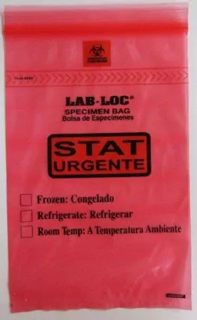 Elkay Plastics Specimen Transport Bag with Document Pouch Lab-Loc 6 X 9 Inch LDPE Zip Closure Biohazard Symbol / Storage Instructions NonSterile - M-978543-4893 - Case of 1000