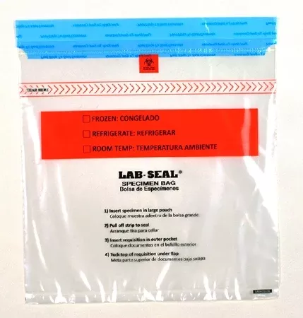 Elkay Plastics Specimen Transport Bag with Document Pouch Lab-Seal Tamper-Evident 6 X 10 Inch LDPE Adhesive Closure Unprinted NonSterile - M-978528-1972 - Case of 1000
