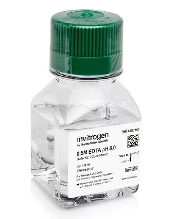 Fisher Scientific Biochemical Invitrogen™ Ambion EDTA (Disodium) Molecular Biology Grade 0.5 M / pH 8.0 100 mL - M-1158818-3004 - Each