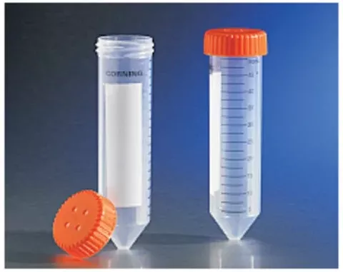 Fisher Scientific Corning Mini Bioreactor Centrifuge Tube Conical Bottom Plain 29 X 114 mm 50 mL Orange Screw Cap Polypropylene Tube - M-1042420-4766 - Case of 300