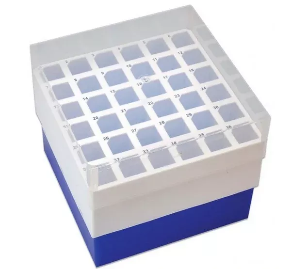 Fisher Scientific Cryo Storage Box Argos Technologies PolarSafe Blue Polypropylene 36 Tube Capacity - M-1118620-104 - Pack of 2