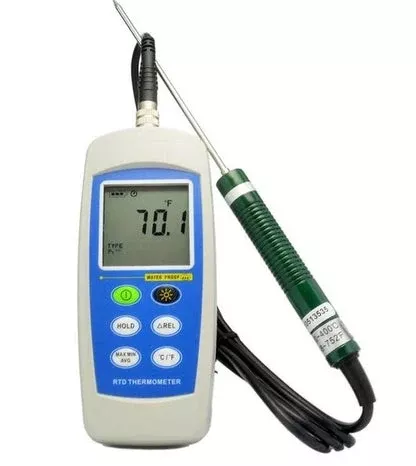 Fisher Scientific Digital Refrigerator / Freezer Thermometer Thermco Fahrenheit / Celsius -148° to +572°F (-100° to +300°C) Stainless Steel Probe Battery Operated - M-1129235-4914 - Each