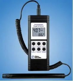 Fisher Scientific Digital Thermometer / Hygrometer Traceable Fahrenheit / Celsius 0° to 199.9°F (-18° to +93°C) Miniature Probe Battery Operated - M-761402-3788 - Each