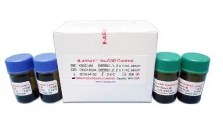 Fisher Scientific Immunochemistry / Specific Protein Test Control Set K-ASSAY High-sensitivity C-Reactive Protein (hsCRP) Level 1, 2 2 X 1 mL - M-847645-2022 - Pack of 4