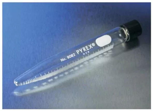 Fisher Scientific Pyrex Centrifuge Tube Conical Bottom Plain 28 X 150 mm 50 mL Without Color Coding Screw Cap Glass Tube - M-1093198-59 - Case of 12