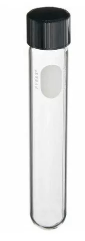 Fisher Scientific Pyrex Test Tube Round Bottom Plain 20 X 150 mm 34 mL Black Screw Cap Glass Tube - M-987122-4746 - Case of 192