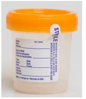 Fisher Scientific Specimen Container 53 mm Opening Polypropylene 90 mL (3 oz.) Screw Cap Patient Information Sterile - M-1057955-4691 - Case of 400