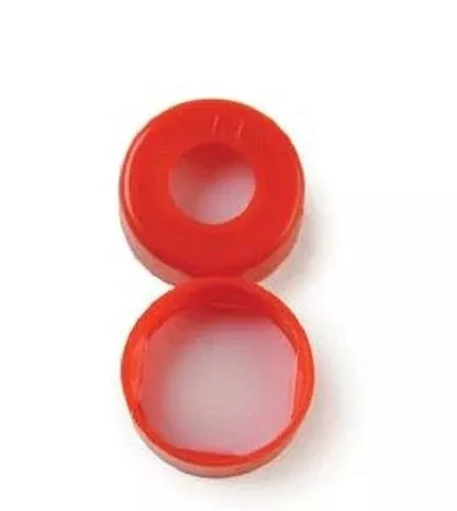 Fisher Scientific Thermo Scientific™ National Snap-It™ Vial Closure Polyethylene / PTFE / Silicone Pre Slit Snap Cap with Septum Red / Blue / White 11 mm For 11 mm Vials - M-951535-1136 - Pack of 100