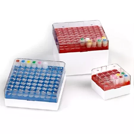 Globe Scientific Cryo Storage Box Blue Polycarbonate 81 Vial Capacity - M-803330-2590 - Pack of 4