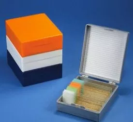 Globe Scientific Slide Storage Box Globe Scientific 25 X 75 mm Storage Box and 1 X 3 Inch Microscope Slides Red ABS Plastic / Cork 100 Slide Capacity - M-1036736-824 - Each