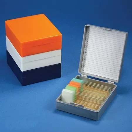 Globe Scientific Slide Storage Box Globe Scientific Blue ABS Plastic / Cork 25 Slide Capacity - M-960439-1716 - Each