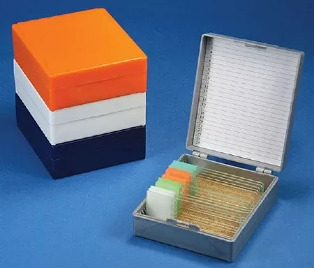 Globe Scientific Slide Storage Box Globe Scientific White ABS Plastic / Cork 25 Slide Capacity - M-896874-1149 - Each