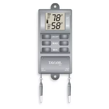 Grainger Digital Thermometer Fahrenheit / Celsius -20° to +120°F (-29° to +50°C) 2 External Probes Wall Mount Battery Operated - M-905100-4834 - Each
