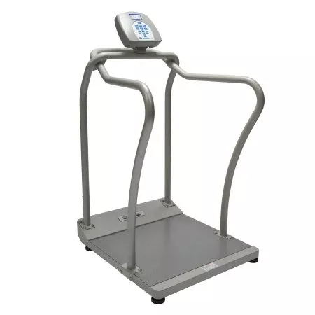 Health O Meter Floor Scale with Handrail Health O Meter TFT Digital Display 1000 lbs. / 454 kg Weight Capacity AC Adapter / Battery Operated - M-328787-1808 | Each