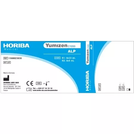 Horiba Reagent Yumizen C1200 General Chemistry Alkaline Phosphatase For use with Yumizen C1200 Clinical Chemistry Analyzer 6 X 220 Tests R1: 6 X 23 mL, R2: 6 X 8 mL - M-1170167-3986 | Each