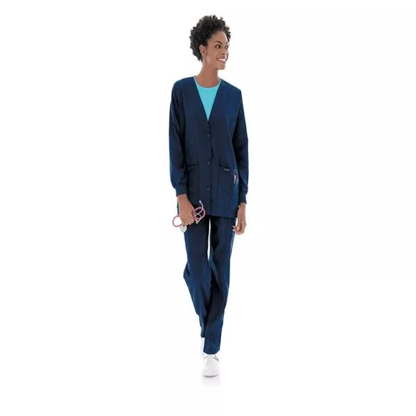 Landau UniformsCardigan Warm-Up 65% Polyester / 35% Cotton W Nvy Sm 5Pckt Ea