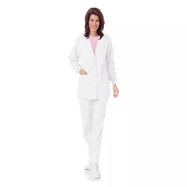 Landau UniformsCardigan Warm-Up 65% Polyester / 35% Cotton W Wht Md 5Pckt Ea