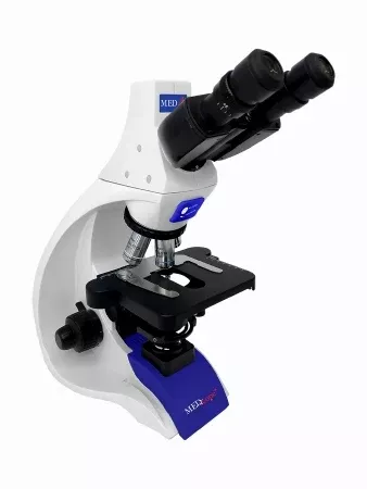 Laxco Inc Med-Scope Med4-P1 Physician Compound Microscope Trinocular Head Infinity Corrected Plan 4X / 10X / 40X / 100X External DC Auto Switching Power Supply / 110 to 240V Coaxial X / Y Mechanical Stage with Adjustable Tension - M-1156675-2889 | Each