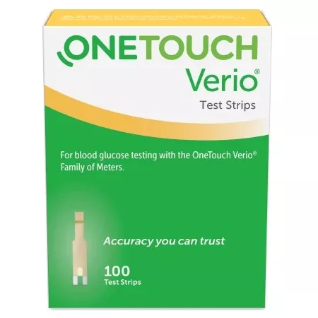LifeScan Blood Glucose Test Strips OneTouch Verio 100 Strips per Box Our smallest sample size ever at 0.4 Microliter and fast results in just 5 seconds For OneTouch Verio Meter - M-832490-1546 | Box of 100