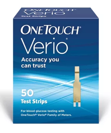 LifeScan Blood Glucose Test Strips OneTouch Verio 50 Strips per Box Our smallest sample size ever at 0.4 Microliter and fast results in just 5 seconds For OneTouch Verio Family of Meters - M-1076316-2942 | Box of 50