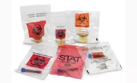 Medegen Medical Products LLC Specimen Transport Bag with Document Pouch Lab Guard 8 X 10 Inch Polyethylene Zip Closure Biohazard Symbol / Storage Instructions NonSterile - M-379832-2466 - Case of 1000