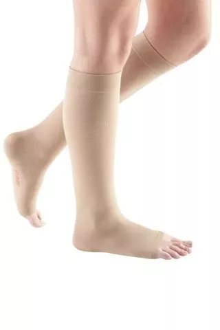Mediusa Compression Stocking mediven Knee High Small Beige Stocking: Open Toe, Liner: Closed Toe - M-1029145-4888 | Pair