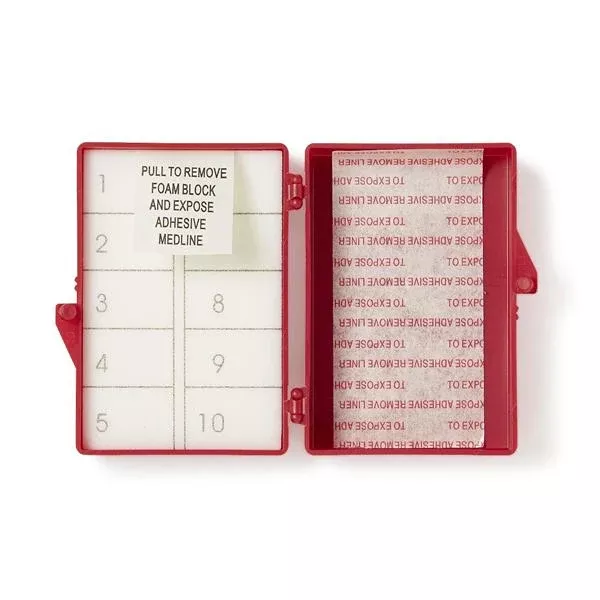 Medline IndustriesCounter Needle Foam Block/Adhesive 10 Count Red Sterile 96/Ca